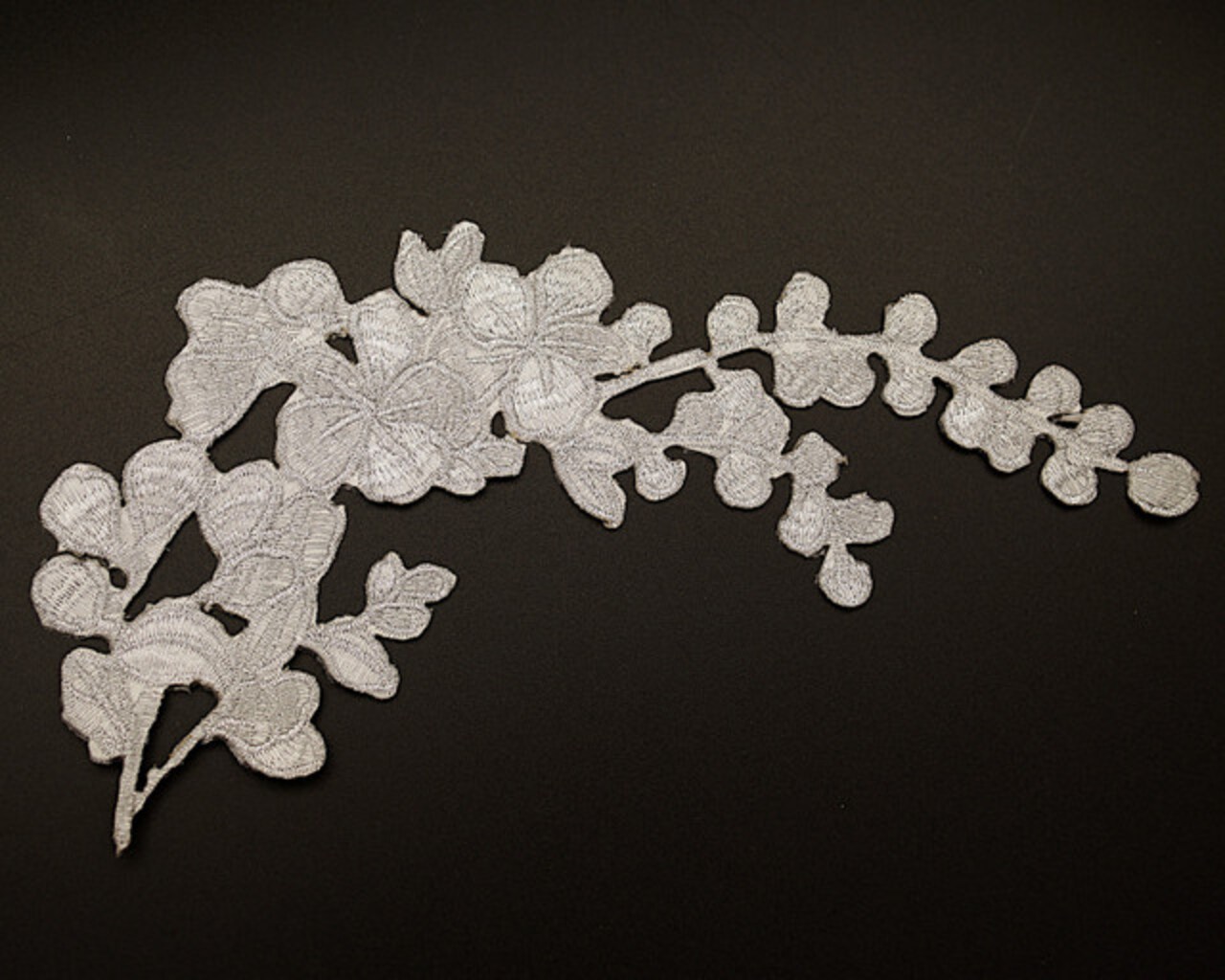 10" x 5.5" Silver Iron On Embroidered Floral Patch Applique Pack of 12